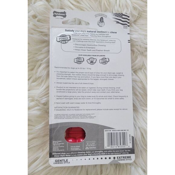 Nylabone Power Chew Holiday Bone Chew Toy (1 count) Beef Medium (Up to 35 Lbs) - Picture 3 of 5